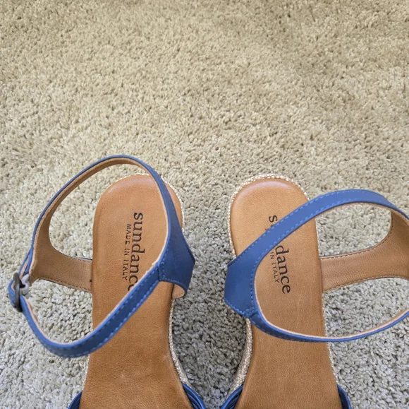 Sundance Wedge Sandals Womens EU 41 US 10-10.5 Blue Braided Leather - Picture 6 of 10